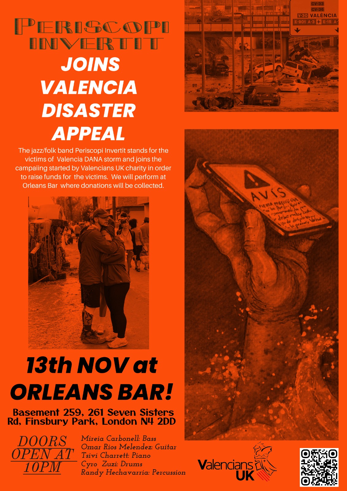 🎸 Concert benèfic: Perisco Invertit actua al New Orleans Bar en favor dels damnificats de la DANA a València