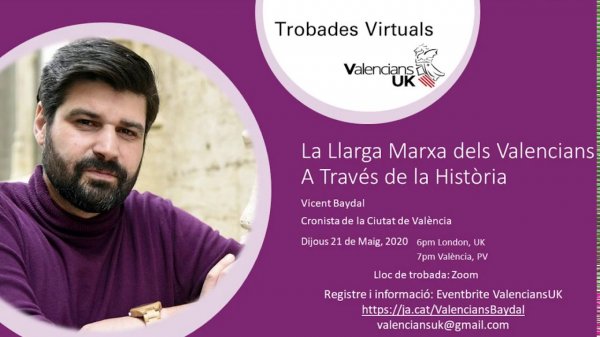 Valencians UK trobada digital amb l'historiador Vicent Baydal